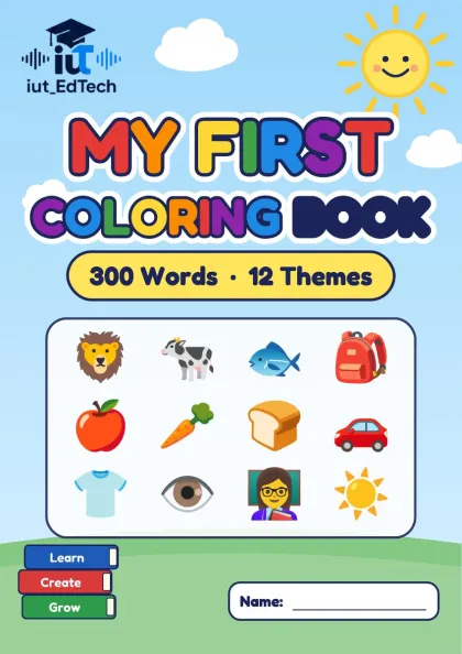 My First Coloring Book 一本 12 單元英語著色書正式封面